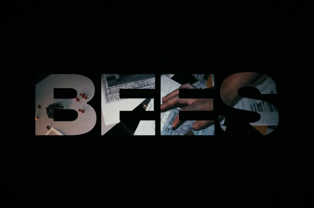 Cover artwork for the Bees release: the word BEES in tall cut-out letters on black